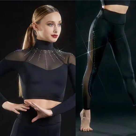 Weissman Ivy Sky solo dance black 2 piece crop Top
Leggings MT11572 MT10432 LC - Picture 1 of 15
